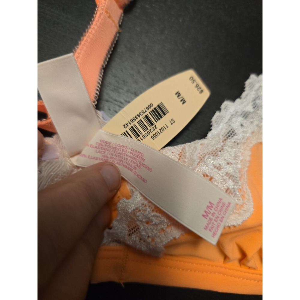 VICTORIA'S SECrET Medium BRALETTE LACE Orange Peach Front Close cute Comfy - Picture 5 of 9